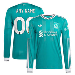 Liverpool 2025/26 Third Long Sleeve Custom Jersey Green - Adidas
