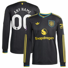 Manchester United 2025/26 Third Long Sleeve Custom Jersey Black - Adidas outlet