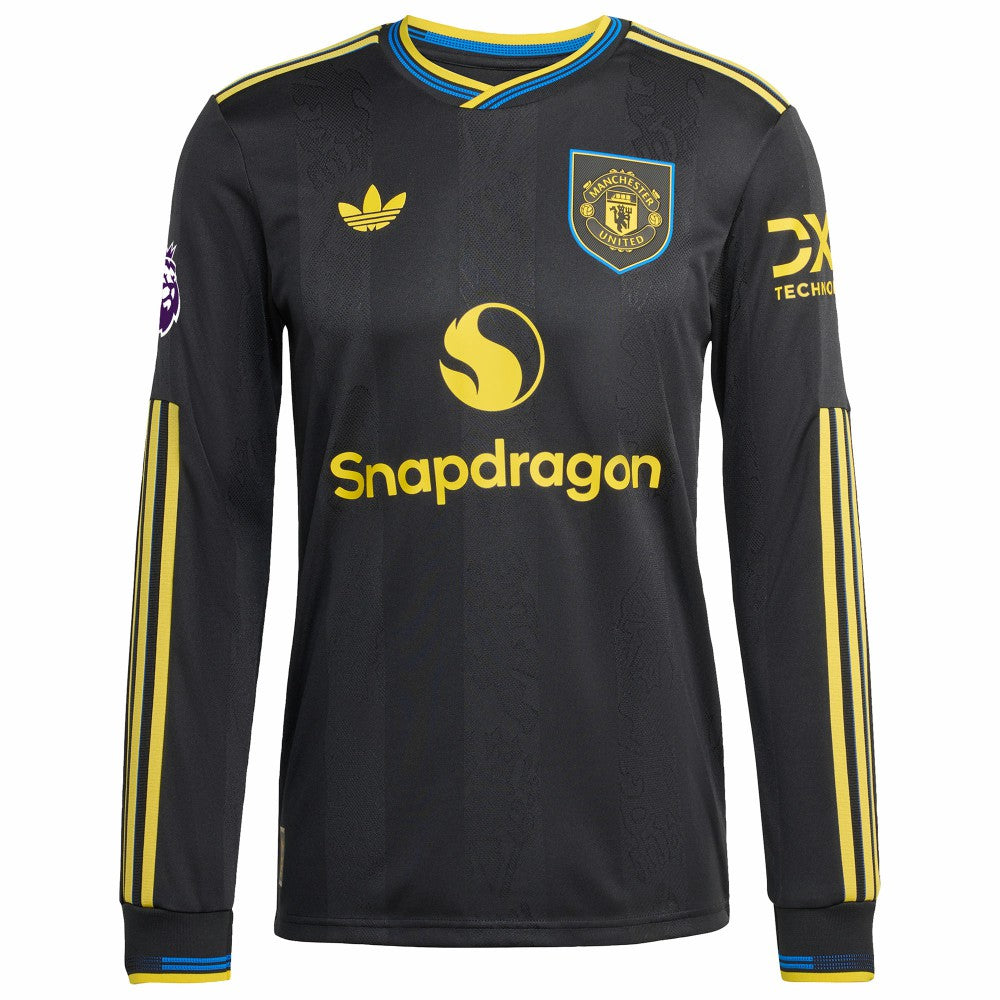 Manchester United 2025/26 Third Long Sleeve Custom Jersey Black - Adidas outlet