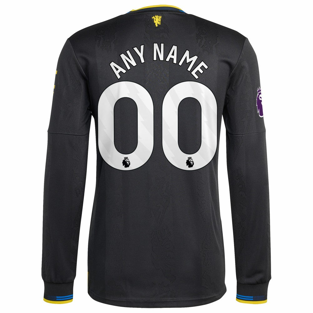 Manchester United 2025/26 Third Long Sleeve Custom Jersey Black - Adidas outlet