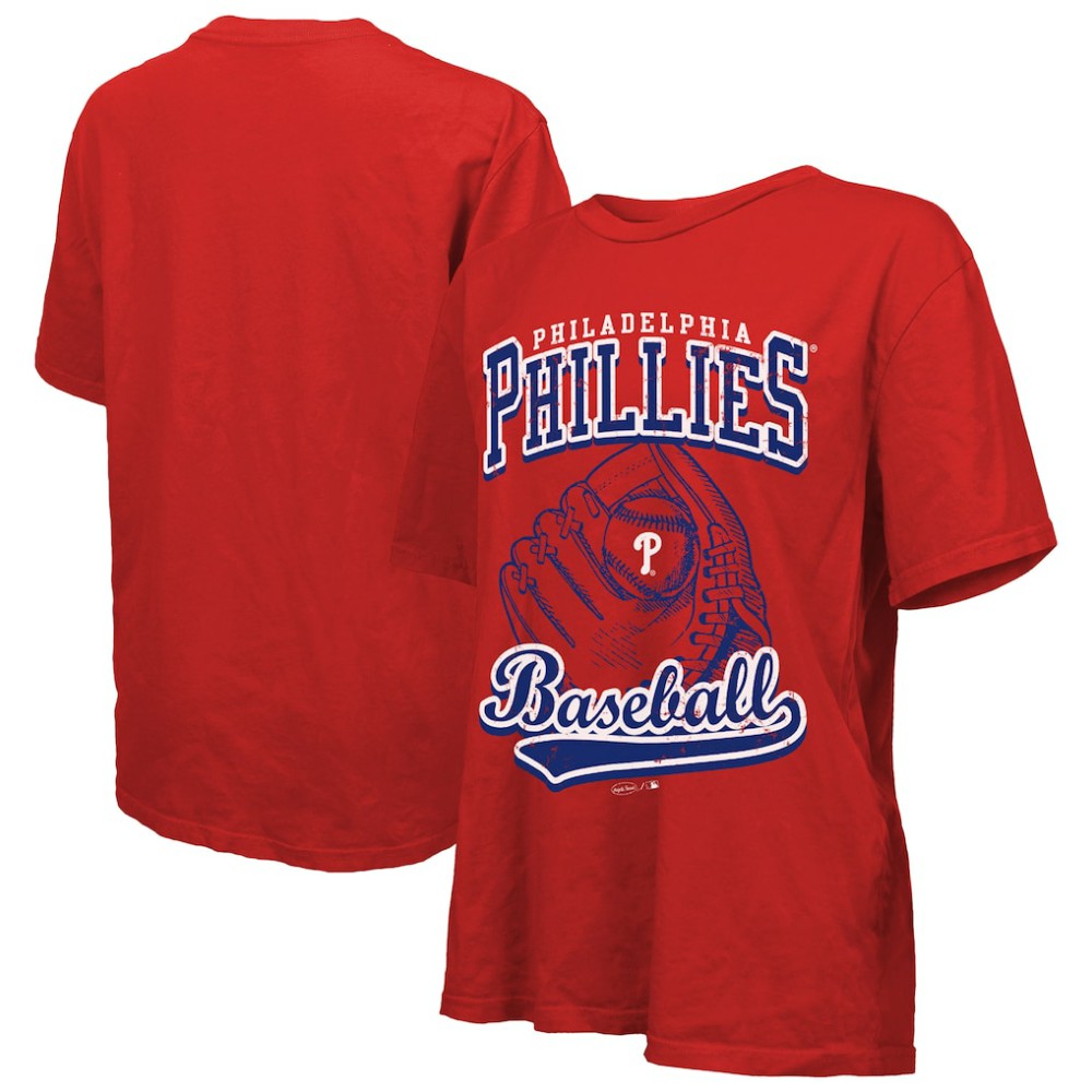 Philadelphia Phillies Majestic Threads Women's Oversized First Base T-Shirt - Red T-shirts