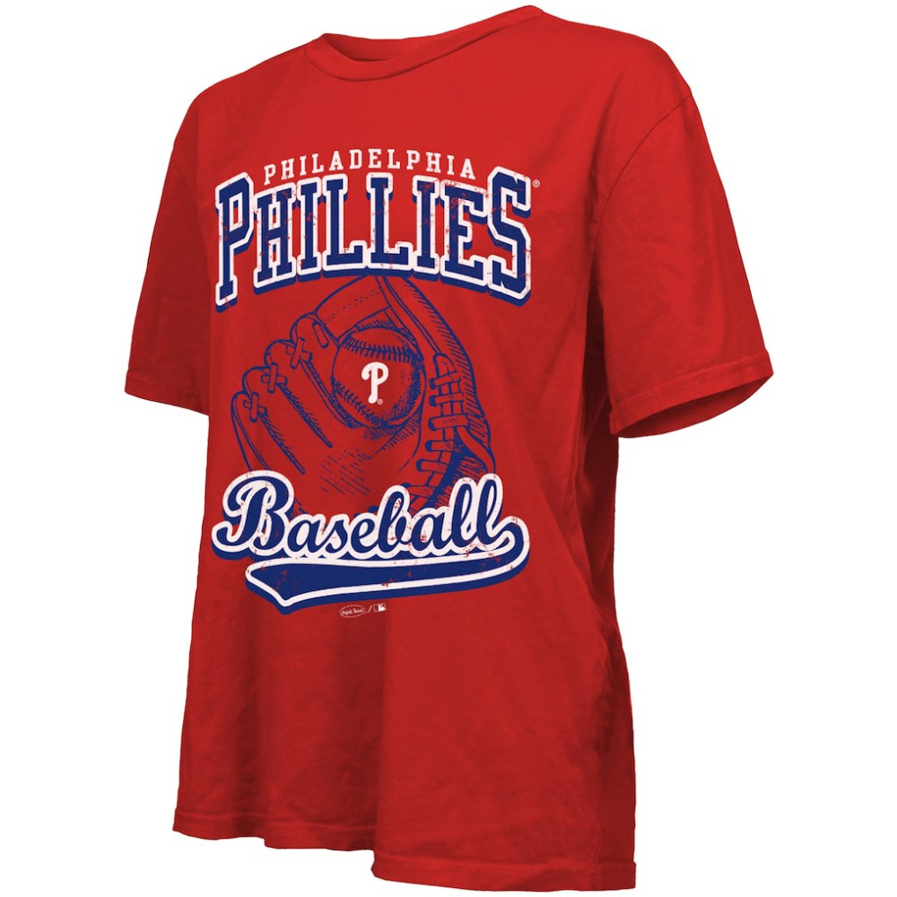 Philadelphia Phillies Majestic Threads Women's Oversized First Base T-Shirt - Red T-shirts