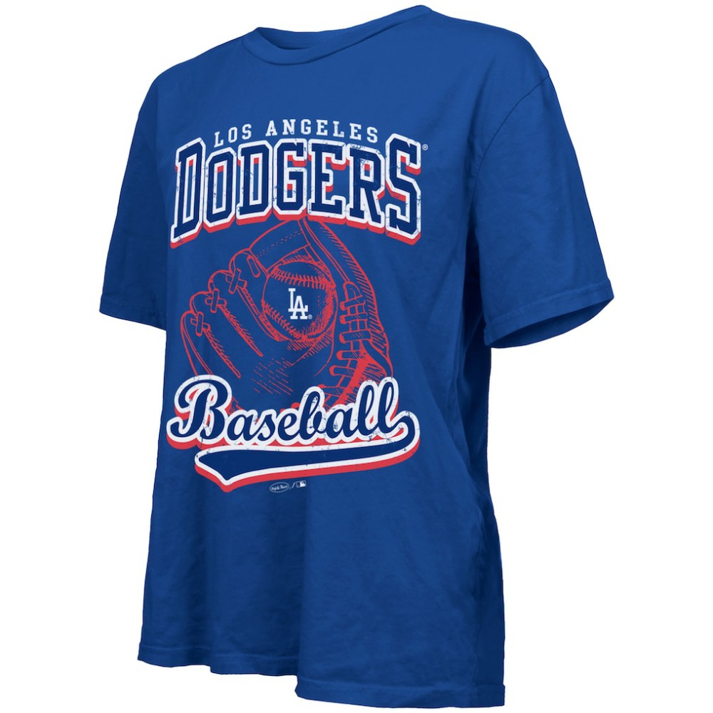 Los Angeles Dodgers Majestic Threads Women's Oversized First Base T-Shirt - Royal T-shirts
