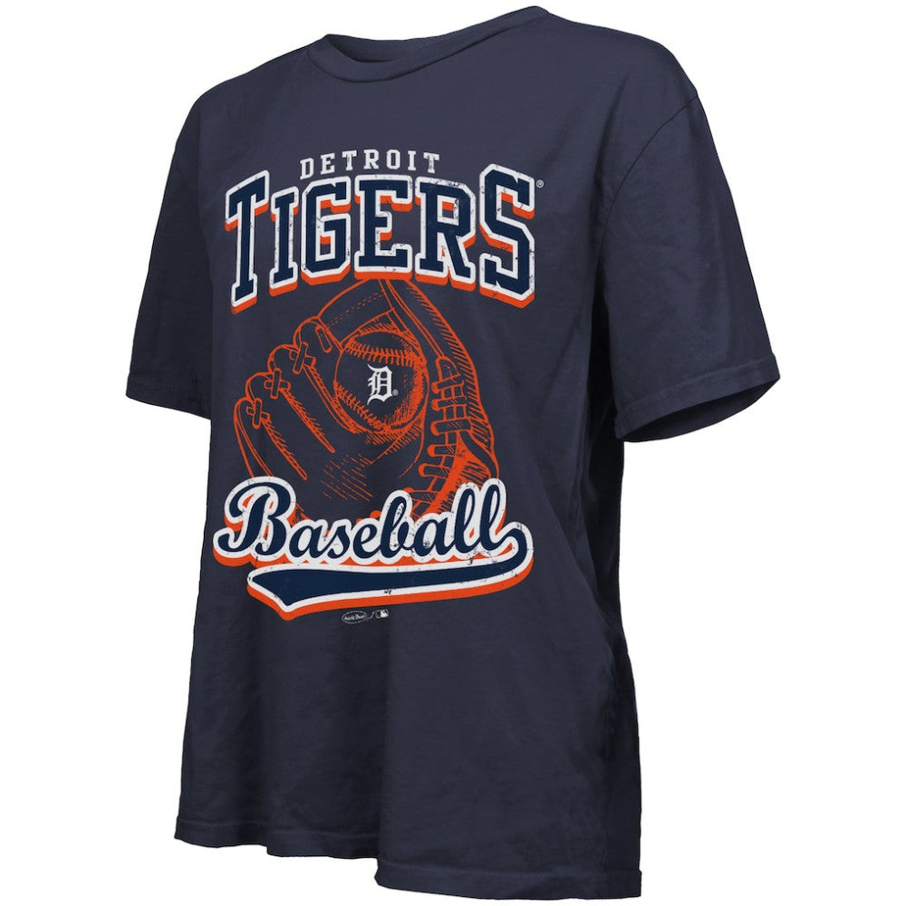 Detroit Tigers Majestic Threads Women's Oversized First Base T-Shirt - Navy T-shirts