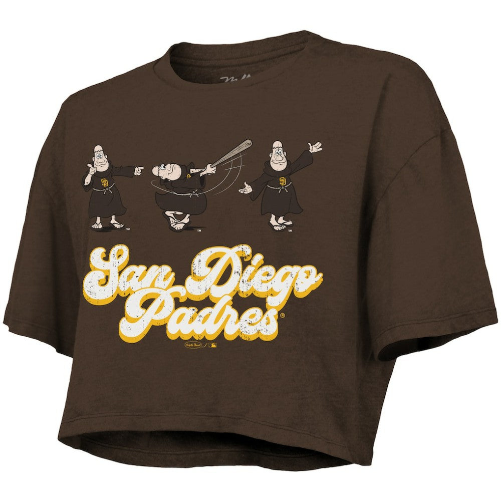 San Diego Padres Majestic Threads Women's Boxy Crop T-Shirt - Brown T-shirts