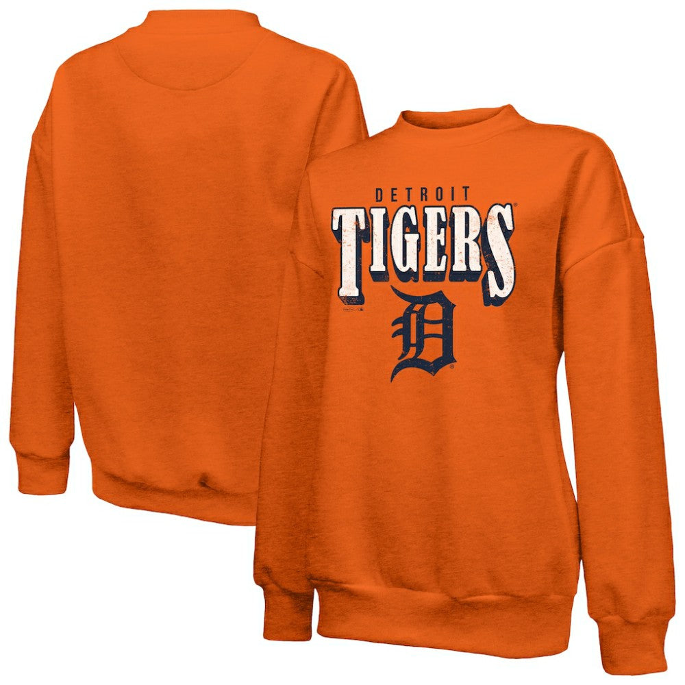 Detroit Tigers Majestic Threads Women's Bernard Classic Tri-Blend Sweatshirt - Orange Sweatshirts