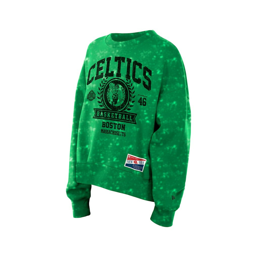 Boston Celtics Women's Throwback Collection Mineral Wash Crewneck Sweatshirt Kelly Green - New Era