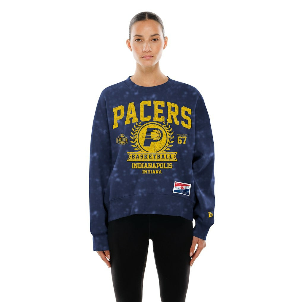 Indiana Pacers Women's Throwback Collection Mineral Wash Crewneck Sweatshirt Navy - New Era