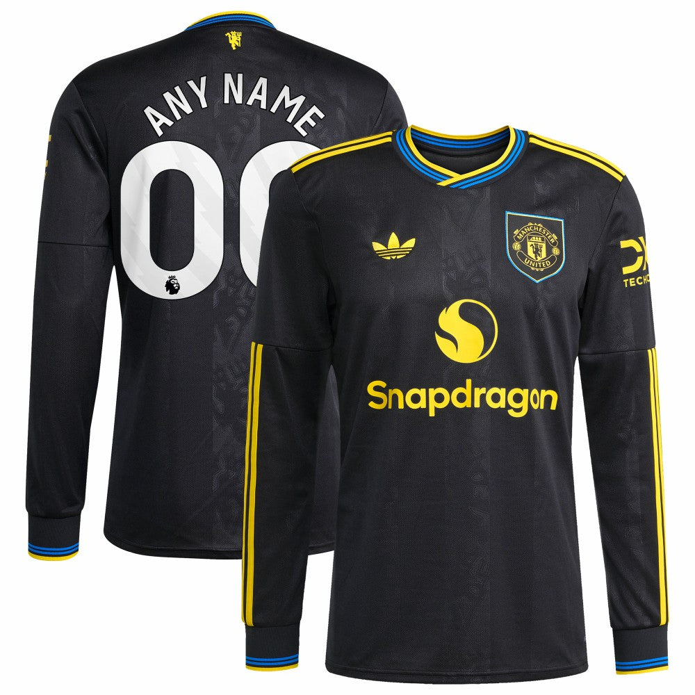 Manchester United 2025/26 Third Replica Long Sleeve Custom Jersey Black - Adidas for sale