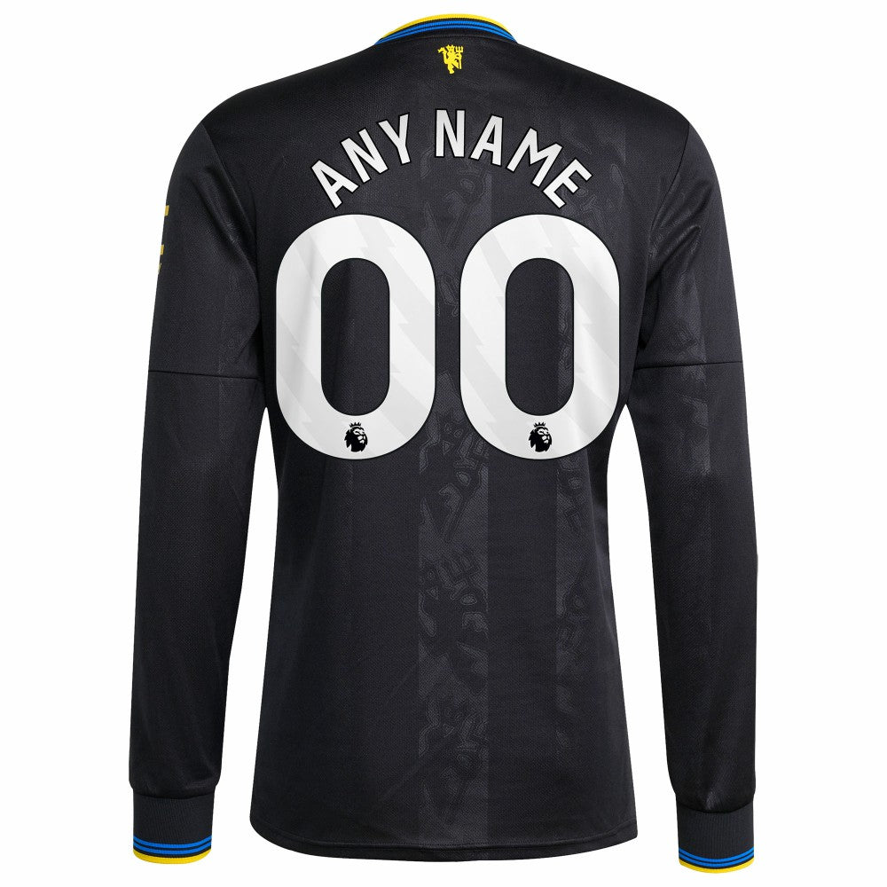 Manchester United 2025/26 Third Replica Long Sleeve Custom Jersey Black - Adidas for sale