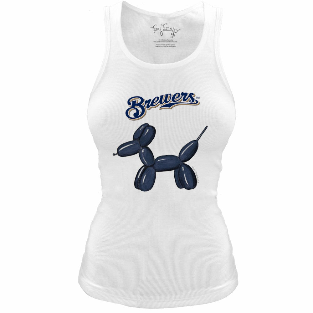 Milwaukee Brewers Tiny Turnip Women's Fitted Balloon Dog Tri-Blend Tank Top - White Tanks