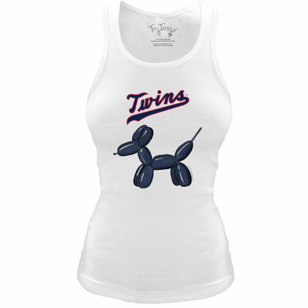 Minnesota Twins Tiny Turnip Women's Fitted Balloon Dog Tri-Blend Tank Top - White Tanks