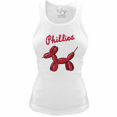Philadelphia Phillies Tiny Turnip Women's Fitted Balloon Dog Tri-Blend Tank Top - White Tanks