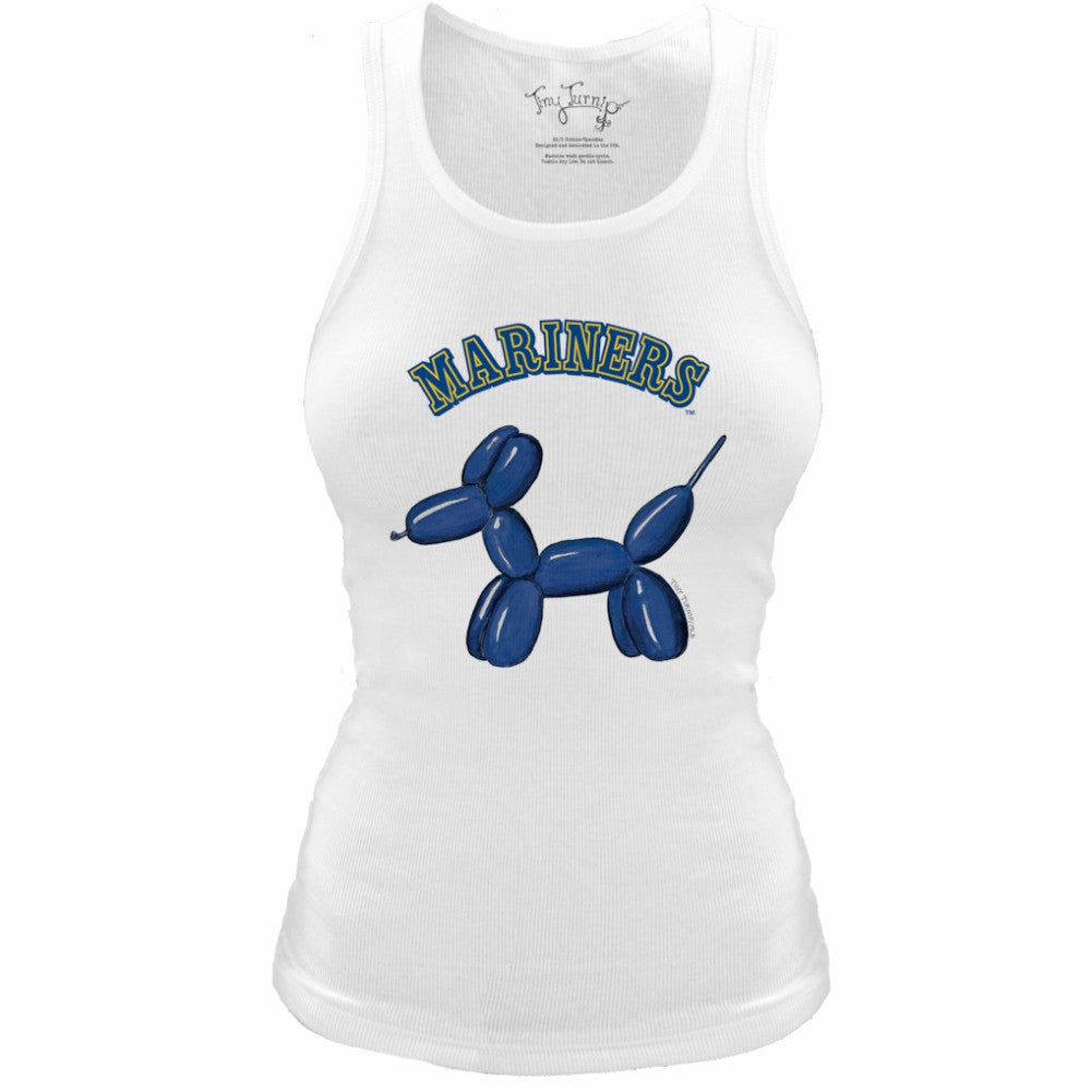 Seattle Mariners Tiny Turnip Women's Fitted Balloon Dog Tri-Blend Tank Top - White Tanks