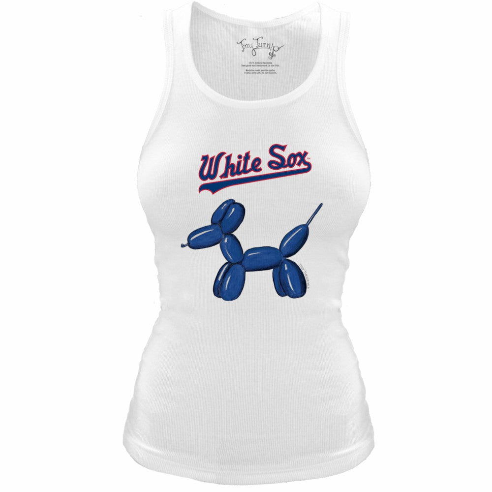 Chicago White Sox Tiny Turnip Women's Fitted Balloon Dog Tri-Blend Tank Top - White Tanks