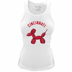 Cincinnati Reds Tiny Turnip Women's Fitted Balloon Dog Tri-Blend Tank Top - White Tanks