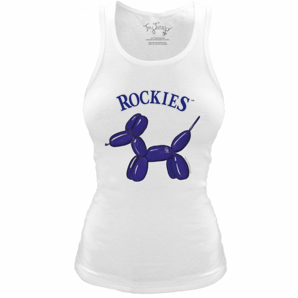 Colorado Rockies Tiny Turnip Women's Fitted Balloon Dog Tri-Blend Tank Top - White Tanks