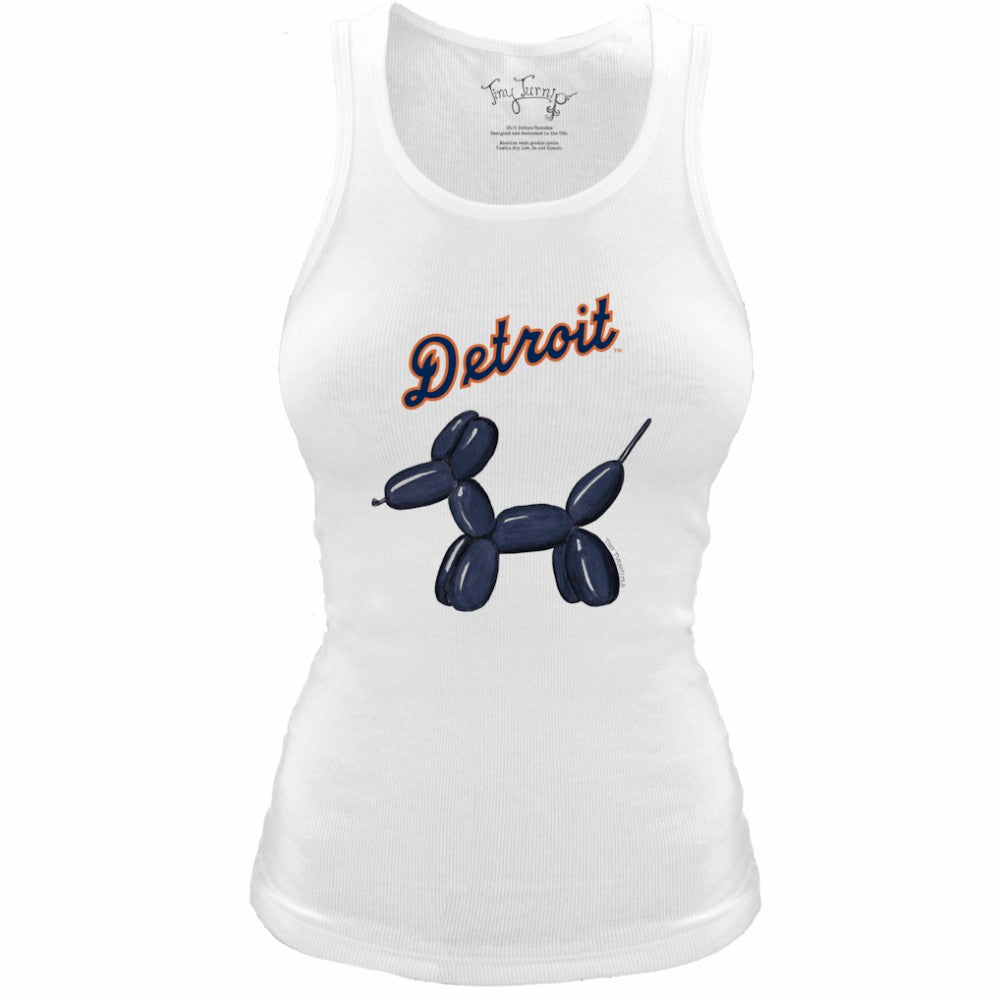 Detroit Tigers Tiny Turnip Women's Fitted Balloon Dog Tri-Blend Tank Top - White Tanks