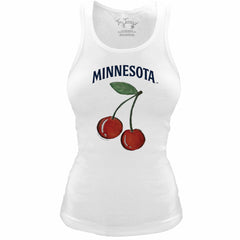 Minnesota Twins Tiny Turnip Women's Fitted Cherries Tri-Blend Tank Top - White Tanks