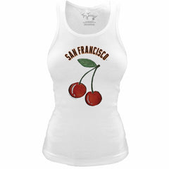 San Francisco Giants Tiny Turnip Women's Fitted Cherries Tri-Blend Tank Top - White Tanks