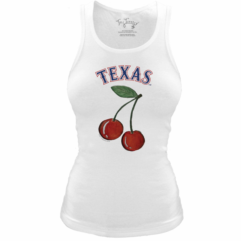 Texas Rangers Tiny Turnip Women's Fitted Cherries Tri-Blend Tank Top - White Tanks