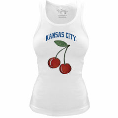 Kansas City Royals Tiny Turnip Women's Fitted Cherries Tri-Blend Tank Top - White Tanks