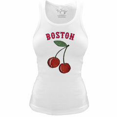 Boston Red Sox Tiny Turnip Women's Fitted Cherries Tri-Blend Tank Top - White Tanks