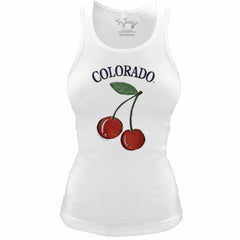 Colorado Rockies Tiny Turnip Women's Fitted Cherries Tri-Blend Tank Top - White Tanks