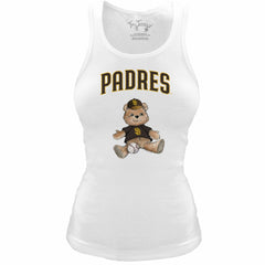 San Diego Padres Tiny Turnip Women's Fitted Teddy Bear Tri-Blend Tank Top - White Tanks