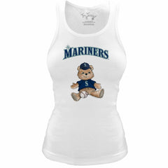 Seattle Mariners Tiny Turnip Women's Fitted Teddy Bear Tri-Blend Tank Top - White Tanks