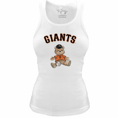 San Francisco Giants Tiny Turnip Women's Fitted Teddy Bear Tri-Blend Tank Top - White Tanks