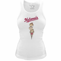 Washington Nationals Tiny Turnip Women's Fitted Triple Scoop Tri-Blend Tank Top - White Tanks
