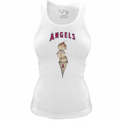 Los Angeles Angels Tiny Turnip Women's Fitted Triple Scoop Tri-Blend Tank Top - White Tanks