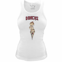 Arizona Diamondbacks Tiny Turnip Women's Fitted Triple Scoop Tri-Blend Tank Top - White Tanks
