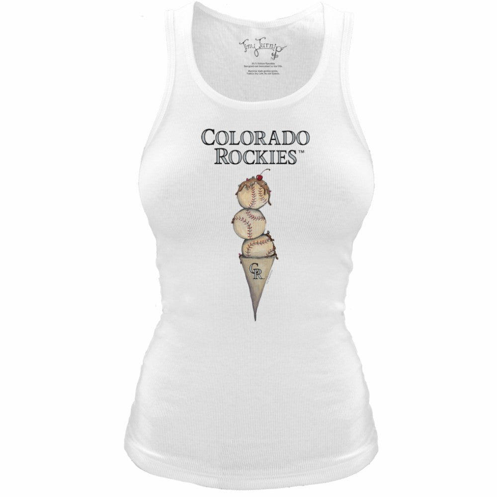Colorado Rockies Tiny Turnip Women's Fitted Triple Scoop Tri-Blend Tank Top - White Tanks