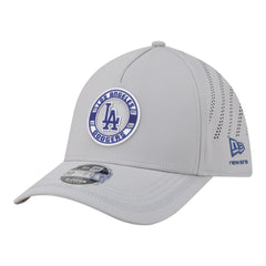 Los Angeles Dodgers New Era Patch 39THIRTY A-Frame M-Crown Perforated Flex Hat - Gray Hats
