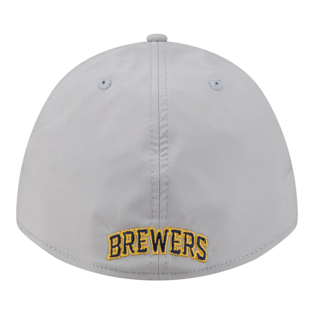 Milwaukee Brewers New Era Patch 39THIRTY A-Frame M-Crown Perforated Flex Hat - Gray Hats