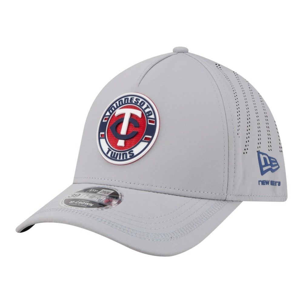 Minnesota Twins New Era Patch 39THIRTY A-Frame M-Crown Perforated Flex Hat - Gray Hats
