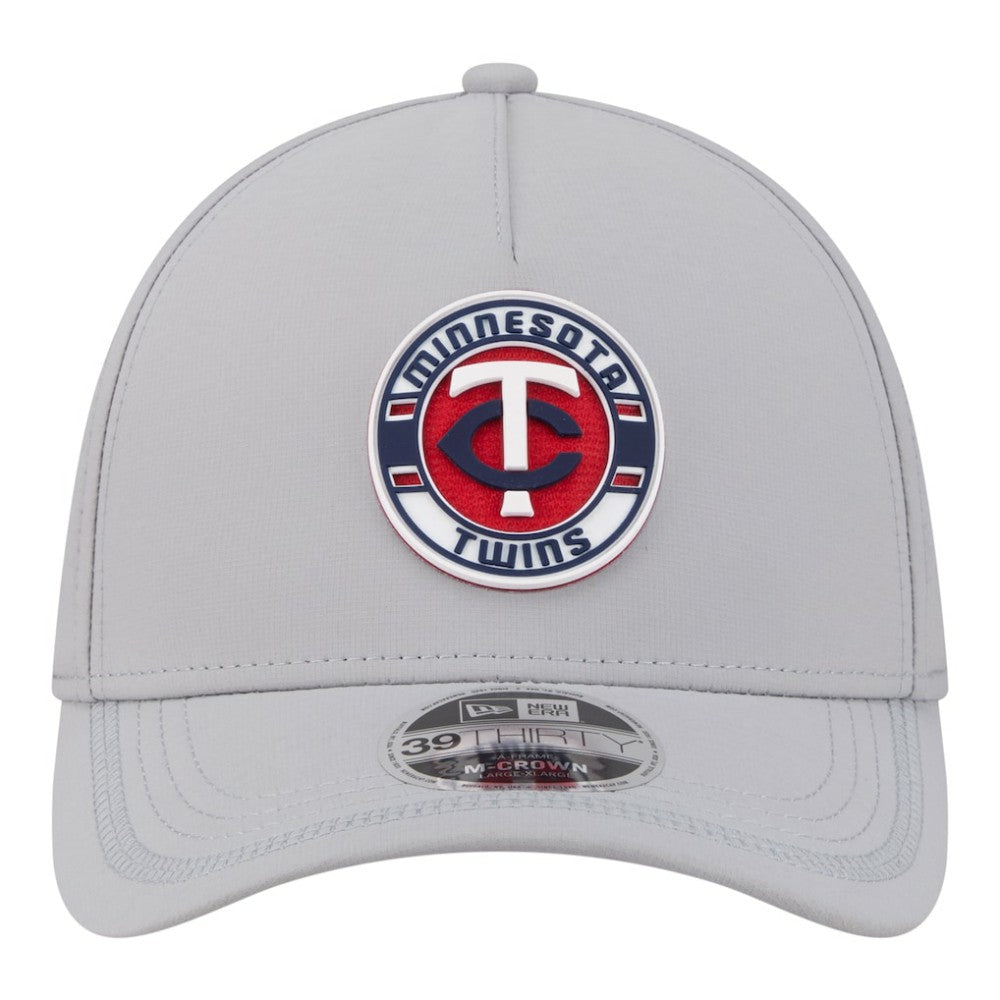 Minnesota Twins New Era Patch 39THIRTY A-Frame M-Crown Perforated Flex Hat - Gray Hats