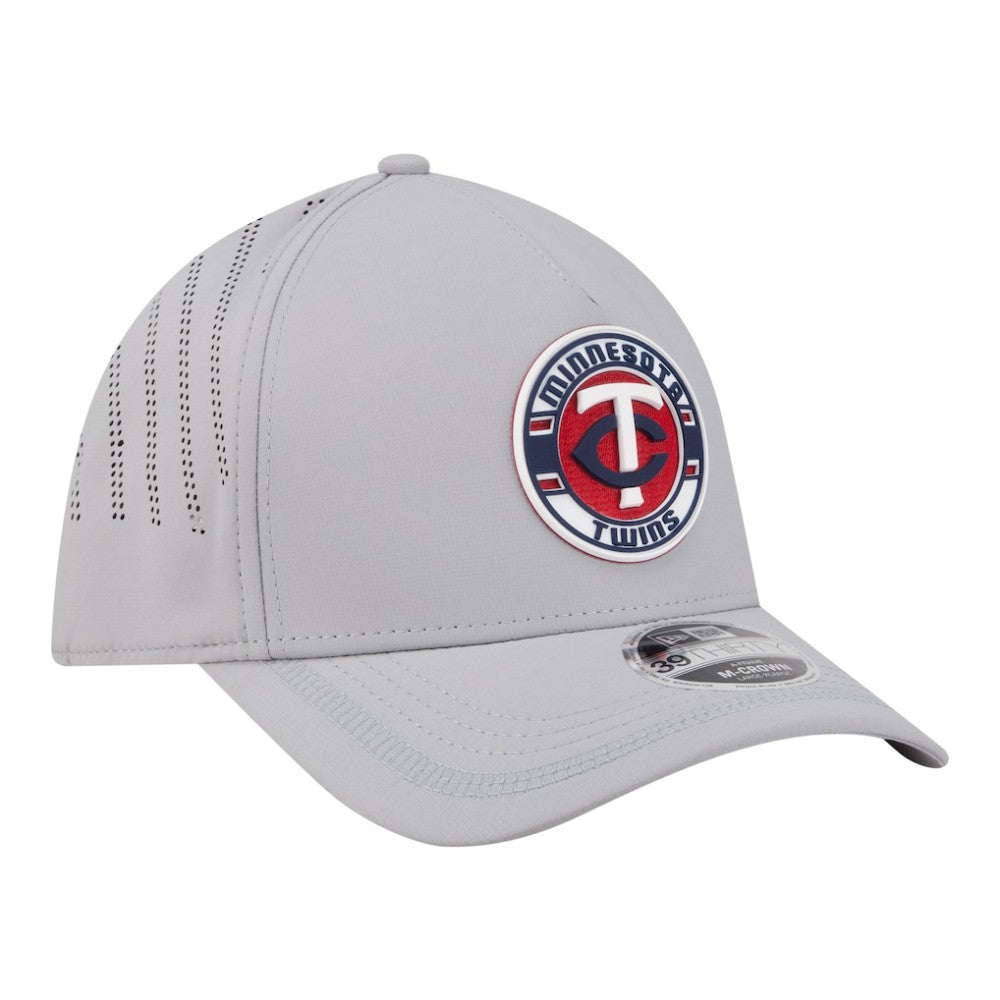 Minnesota Twins New Era Patch 39THIRTY A-Frame M-Crown Perforated Flex Hat - Gray Hats