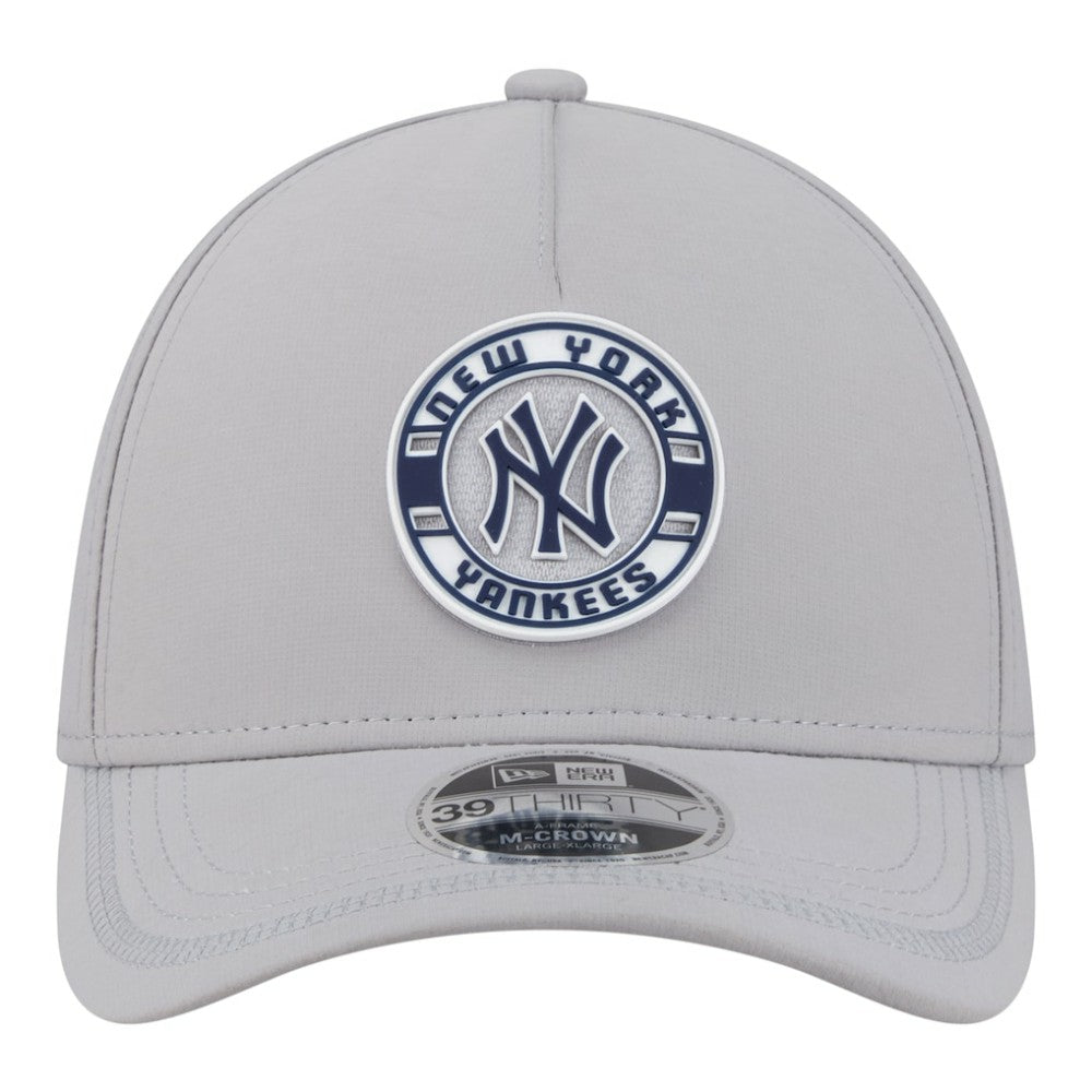 New York Yankees New Era Patch 39THIRTY A-Frame M-Crown Perforated Flex Hat - Gray Hats