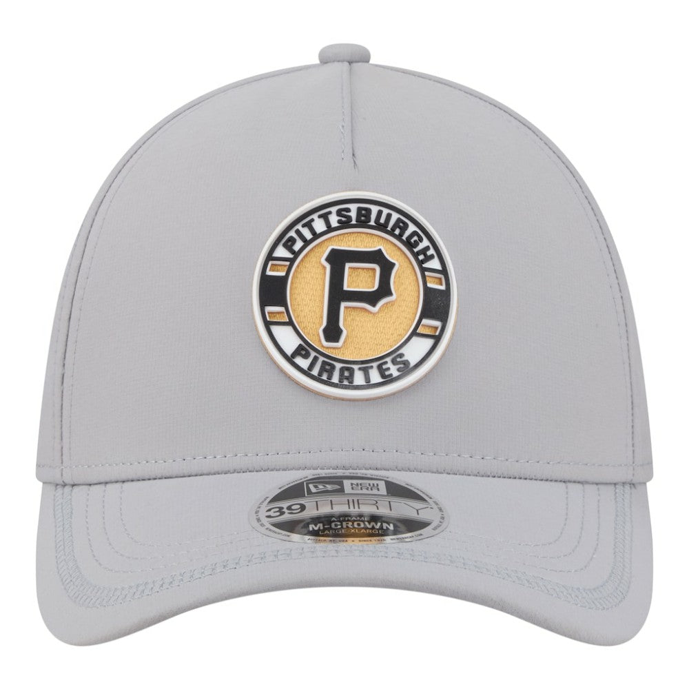 Pittsburgh Pirates New Era Patch 39THIRTY A-Frame M-Crown Perforated Flex Hat - Gray Hats