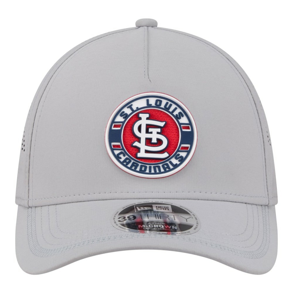 St. Louis Cardinals New Era Patch 39THIRTY A-Frame M-Crown Perforated Flex Hat - Gray Hats