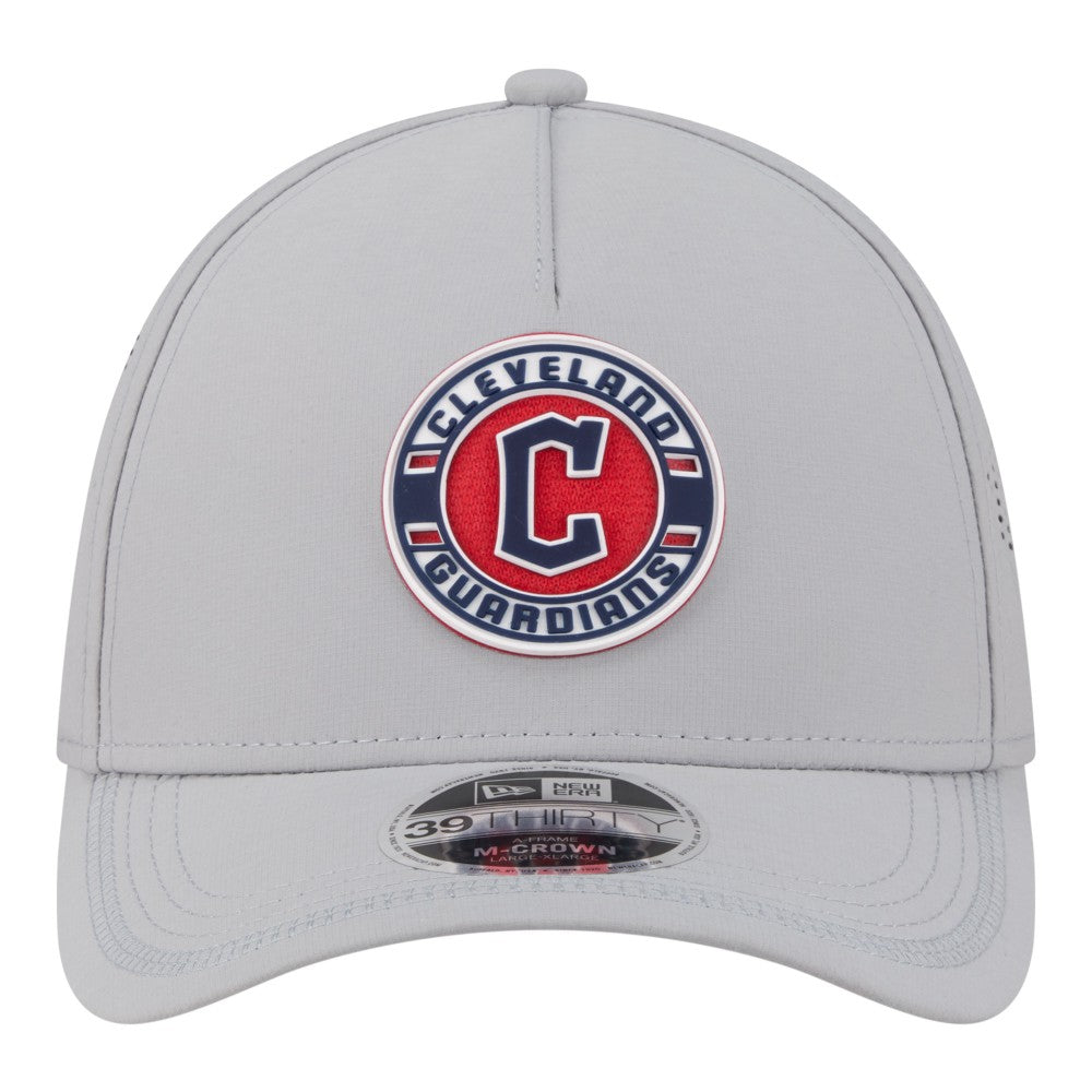 Cleveland Guardians New Era Patch 39THIRTY A-Frame M-Crown Perforated Flex Hat - Gray Hats