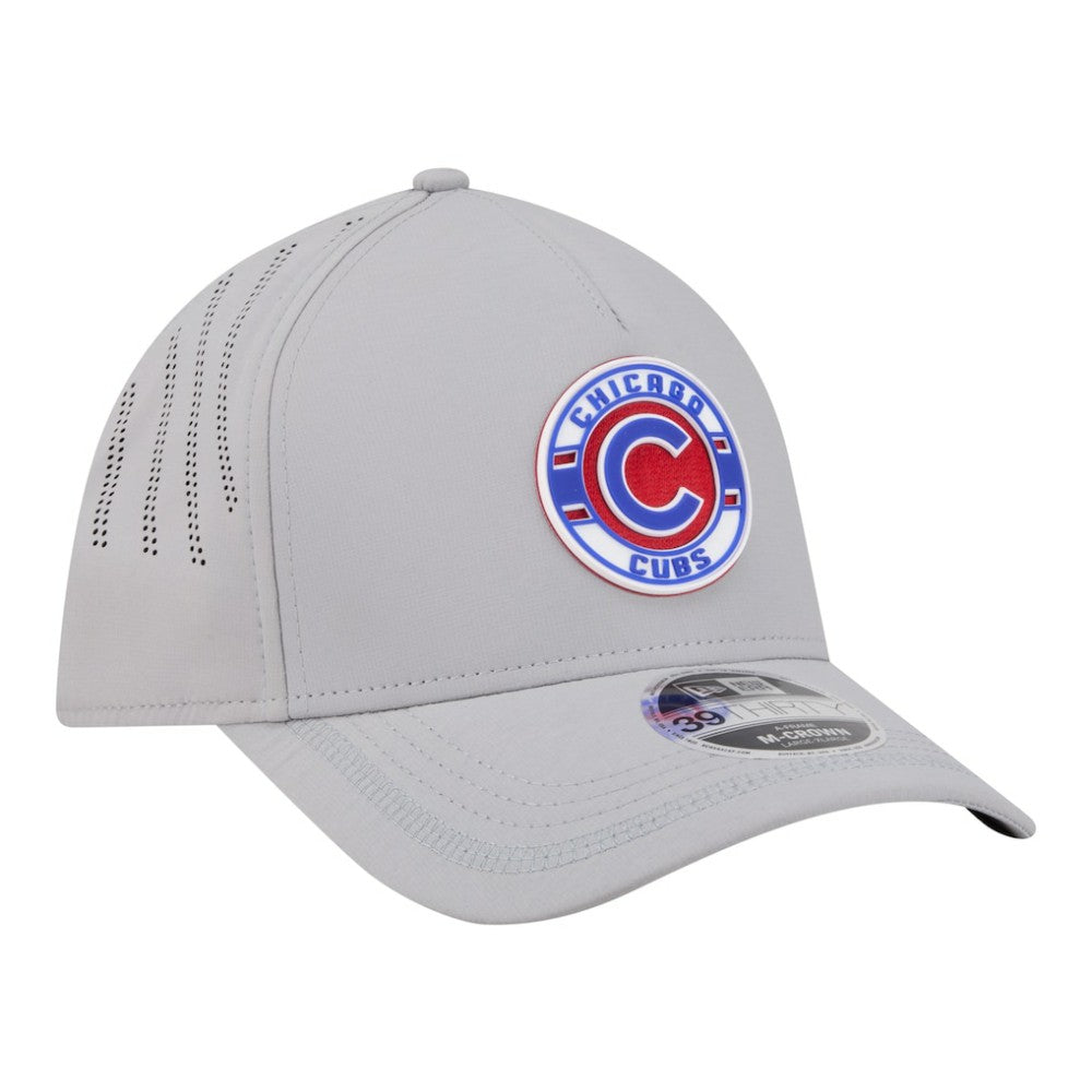 Chicago Cubs New Era Patch 39THIRTY A-Frame M-Crown Perforated Flex Hat - Gray Hats