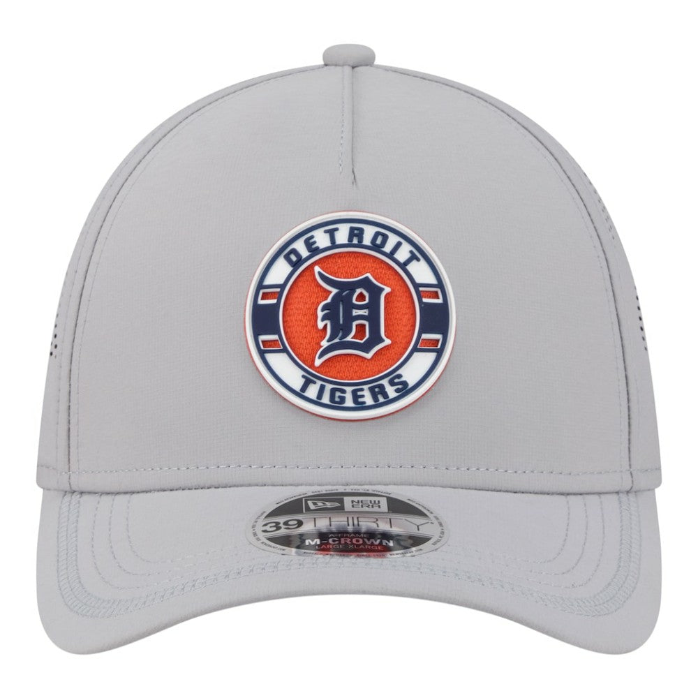Detroit Tigers New Era Patch 39THIRTY A-Frame M-Crown Perforated Flex Hat - Gray Hats