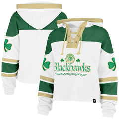 Chicago Blackhawks '47 Women's McLucky Cropped Lacer Hoodie - White | US 203281120