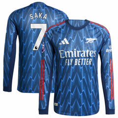Bukayo Saka Arsenal 2025/26 Away Long Sleeve Player Jersey Blue - Adidas for sale