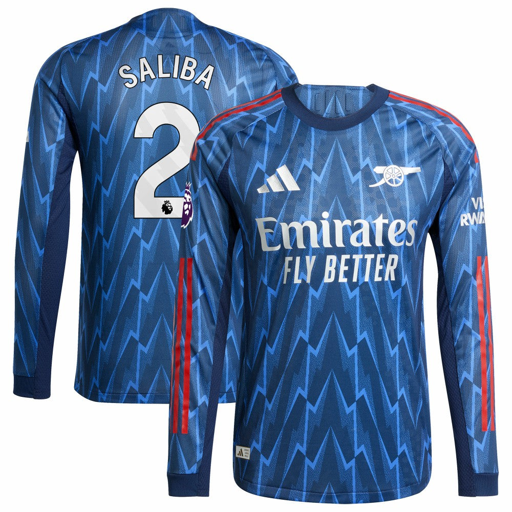 William Saliba Arsenal 2025/26 Away Long Sleeve Player Jersey Blue - Adidas on sale