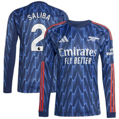 William Saliba Arsenal 2025/26 Away Replica Long Sleeve Player Jersey Blue - Adidas cheap